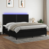 Letto a Molle Materasso e LED Nero 200x200cm in Tessuto cod mxl 54452