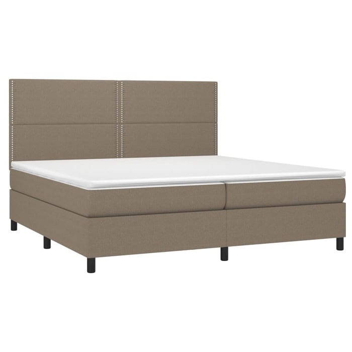 Letto a Molle Materasso e LED tortora 200x200cm in Tessuto 3134825