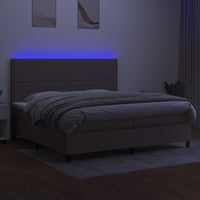 Letto a Molle Materasso e LED tortora 200x200cm in Tessuto 3134825