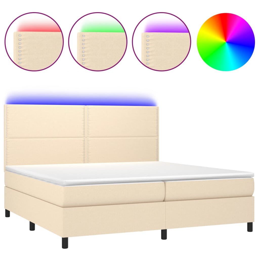 Letto a Molle Materasso e LED bianco 200x200cm in Tessuto cod mxl 58295