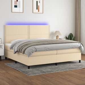 Letto a Molle Materasso e LED bianco 200x200cm in Tessuto cod mxl 58295