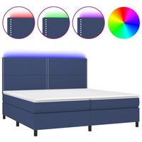 Letto a Molle Materasso e LED Blu 200x200cm in Tessuto 3134827