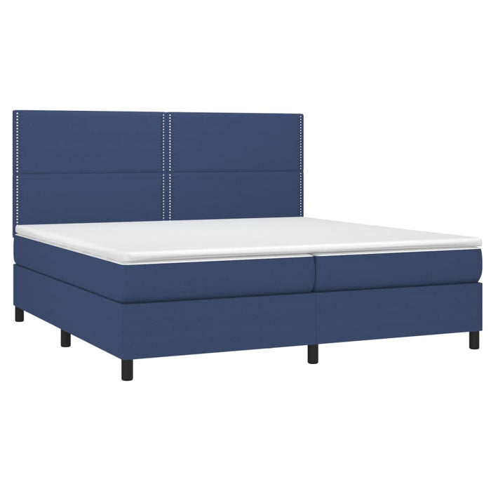 Letto a Molle Materasso e LED Blu 200x200cm in Tessuto 3134827