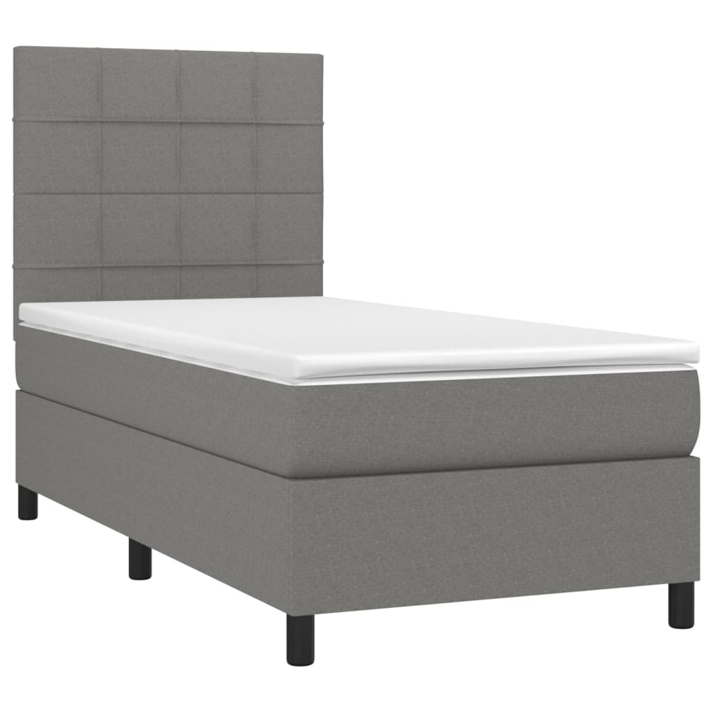 Letto a Molle Materasso e LED Grigio Scuro 80x200 cm in Tessuto cod mxl 36202