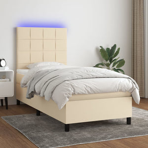 Letto a Molle con Materasso e LED Crema 80x200 cm in Tessutocod mxl 74959