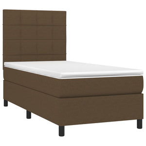 Letto a Molle Materasso e LED Marrone Scuro 90x190cm in Tessuto 3134840