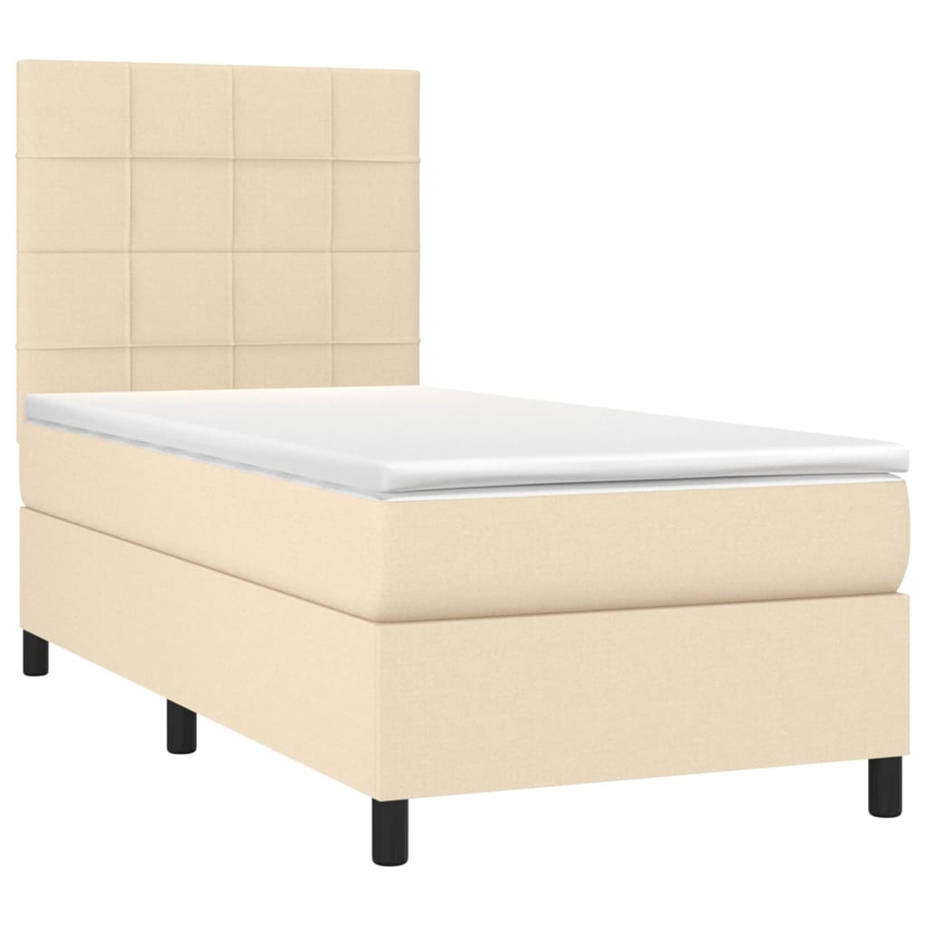 Letto a Molle con Materasso e LED Crema 90x190 cm in Tessutocod mxl 98964