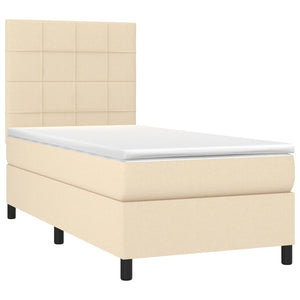 Letto a Molle con Materasso e LED Crema 90x190 cm in Tessuto 3134842