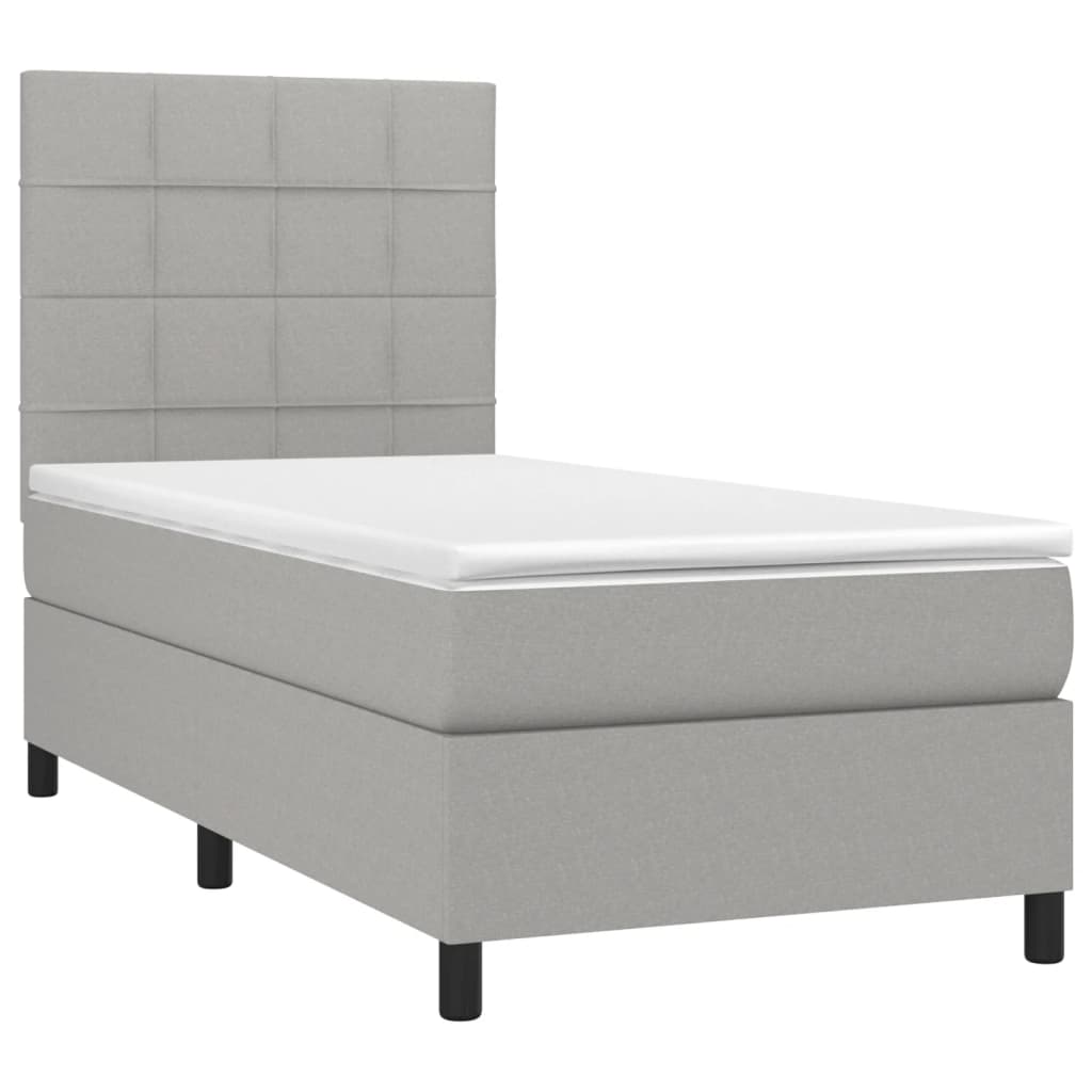 Letto a Molle Materasso e LED Grigio Chiaro 90x200 cm Tessuto 3134845