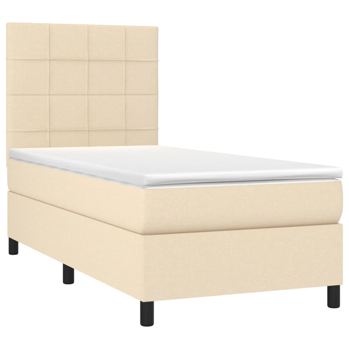 Letto a Molle con Materasso e LED Crema 90x200 cm in Tessuto cod mxl 65919