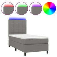 Letto a Molle Materasso e LED Grigio Scuro 100x200cm in Tessutocod mxl 98962