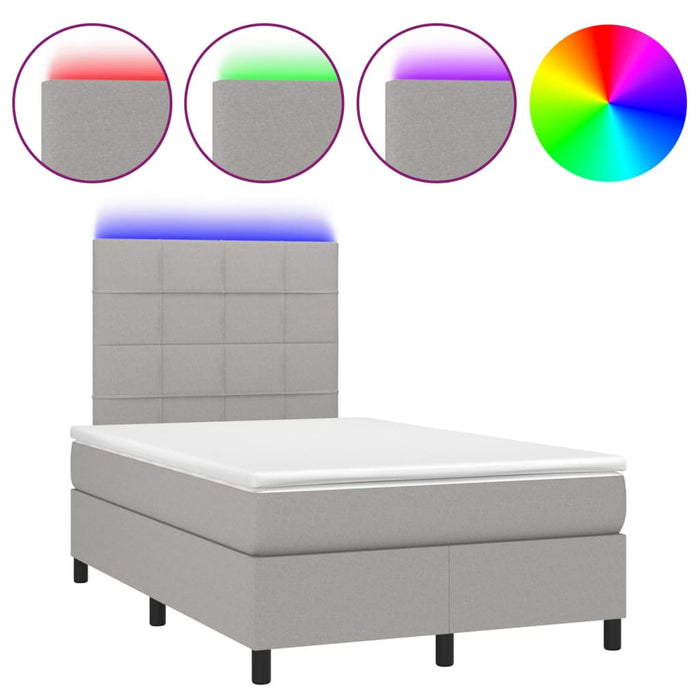 Letto a Molle Materasso e LED Grigio Chiaro 120x200 cm Tessuto cod mxl 64682