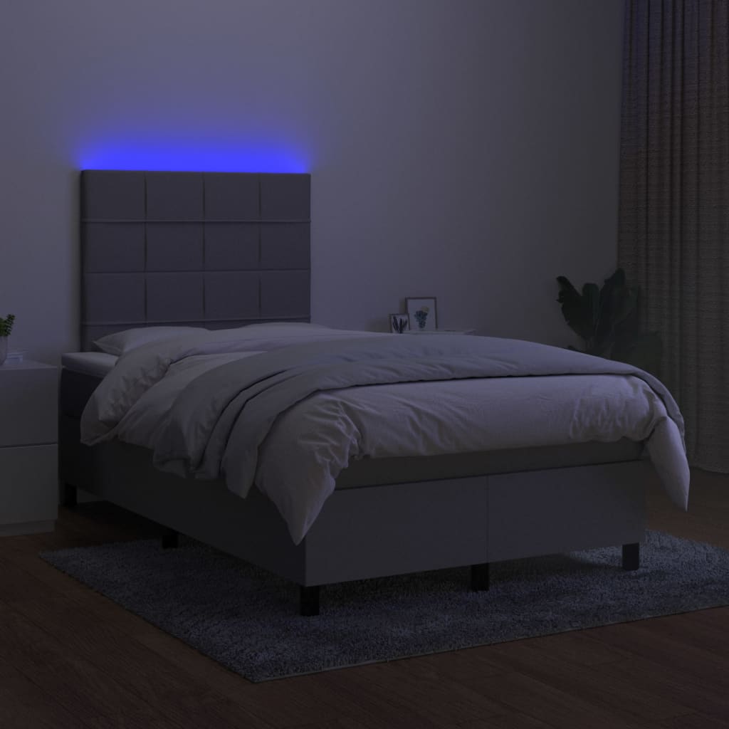 Letto a Molle Materasso e LED Grigio Chiaro 120x200 cm Tessuto cod mxl 64682