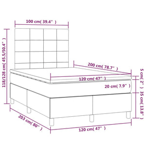 Letto a Molle Materasso e LED Grigio Chiaro 120x200 cm Tessuto cod mxl 64682