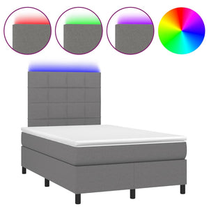 Letto a Molle Materasso e LED Grigio Scuro 120x200cm in Tessuto 3134862