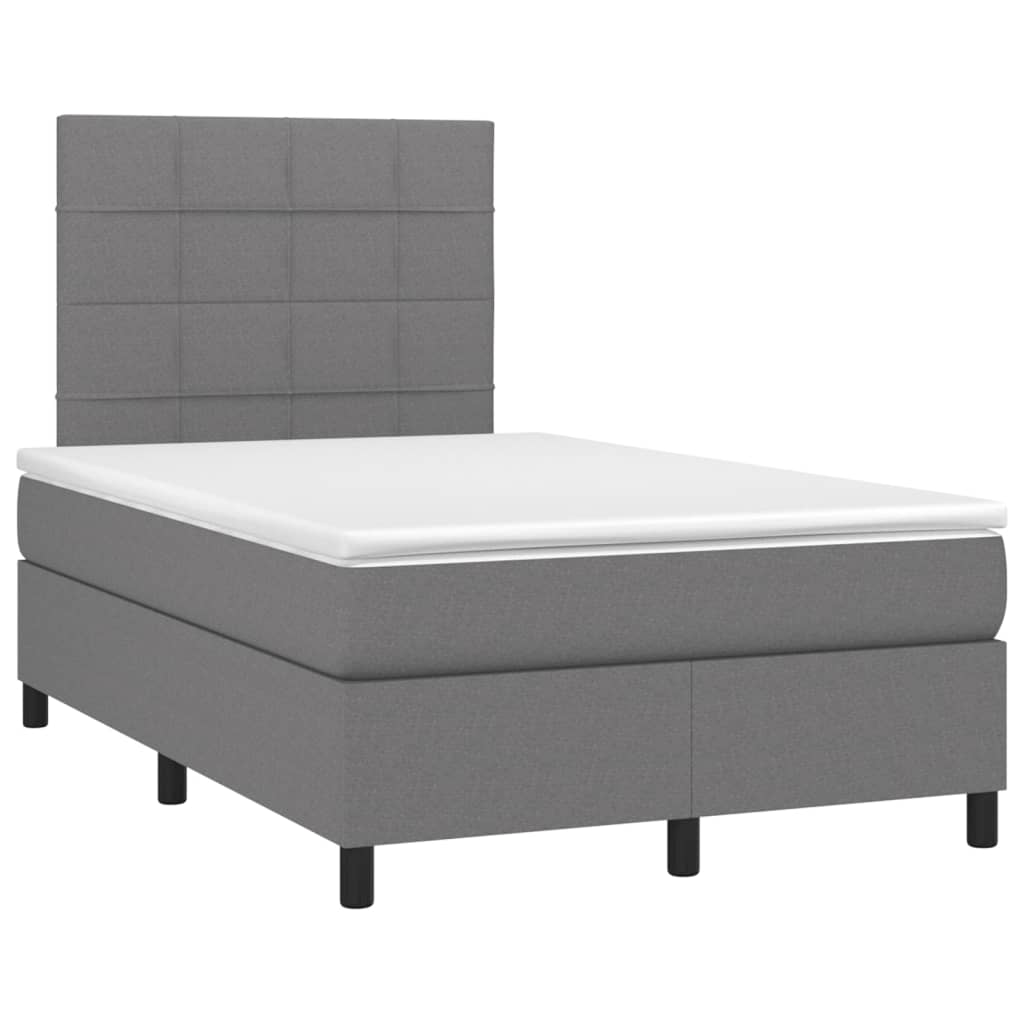 Letto a Molle Materasso e LED Grigio Scuro 120x200cm in Tessuto 3134862