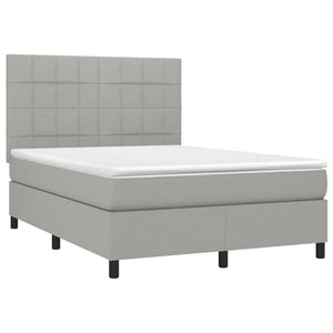 Letto a Molle Materasso e LED Grigio Chiaro 140x200 cm Tessuto cod mxl 37289