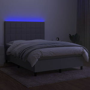 Letto a Molle Materasso e LED Grigio Chiaro 140x200 cm Tessuto cod mxl 37289