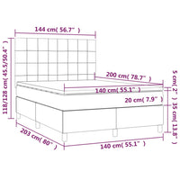 Letto a Molle Materasso e LED Grigio Chiaro 140x200 cm Tessuto cod mxl 37289