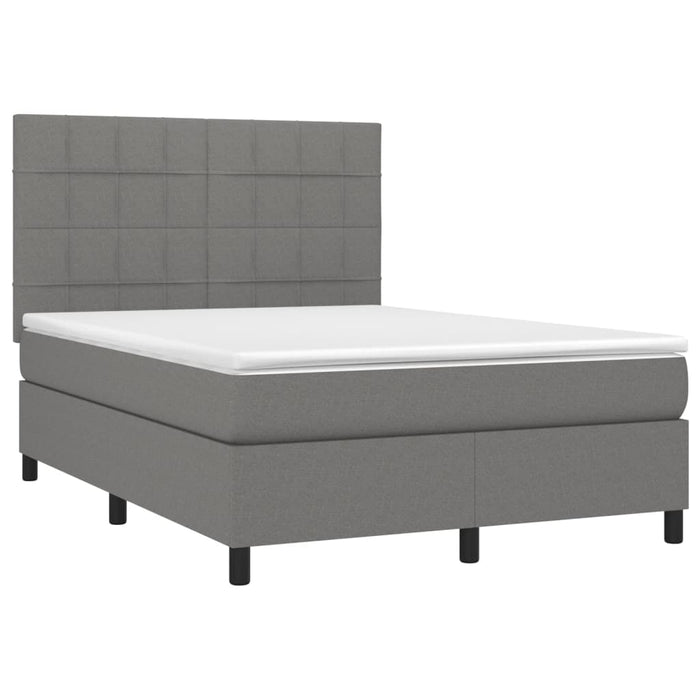 Letto a Molle Materasso e LED Grigio Scuro 140x200cm in Tessuto cod mxl 40185