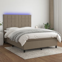 Letto a Molle con Materasso e LED Tortora 140x200 cm in Tessuto cod mxl 33779