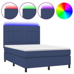 Letto a Molle con Materasso e LED Blu 140x200 cm in Tessuto cod mxl 62439