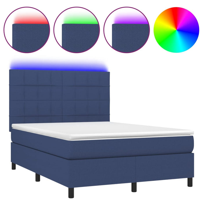 Letto a Molle con Materasso e LED Blu 140x200 cm in Tessuto cod mxl 62439