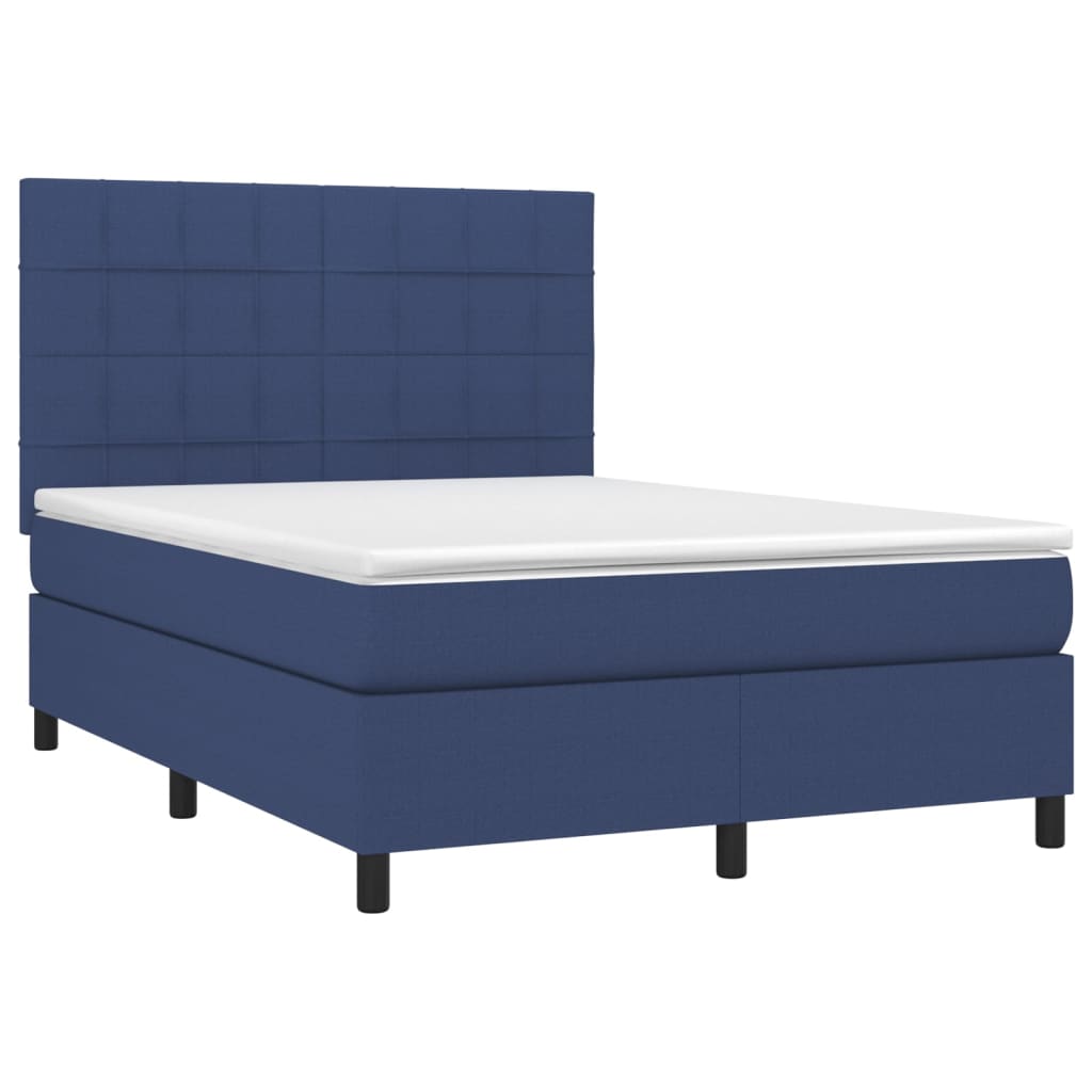 Letto a Molle con Materasso e LED Blu 140x200 cm in Tessuto cod mxl 62439