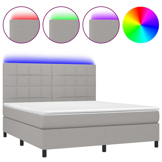 Letto a Molle Materasso e LED Grigio Chiaro 160x200 cm Tessuto cod mxl 34789