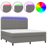 Letto a Molle Materasso e LED Grigio Scuro 160x200cm in Tessuto 3134886