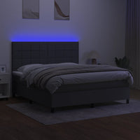 Letto a Molle Materasso e LED Grigio Scuro 160x200cm in Tessuto 3134886