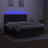 Letto a Molle con Materasso e LED Nero 160x200 cm in Tessuto 3134887