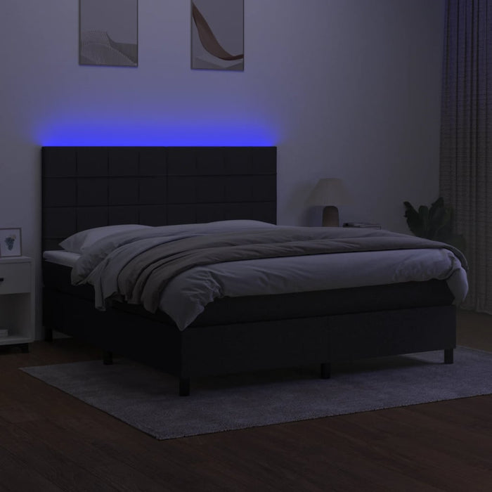 Letto a Molle con Materasso e LED Nero 160x200 cm in Tessuto 3134887