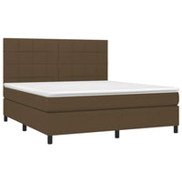 Letto a Molle Materasso e LED Marrone Scuro 160x200 cm Tessuto 3134888