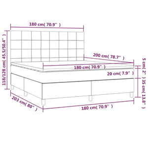 Letto a Molle Materasso e LED MarroneScuro 180x200cm in Tessuto cod mxl 41651