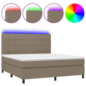 Letto a Molle con Materasso e LED Tortora 180x200 cm in Tessuto 3134897