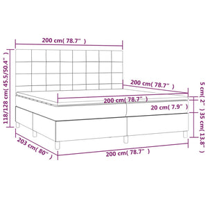 Letto a Molle Materasso e LED Grigio Chiaro 200x200 cm Tessuto cod mxl 53081