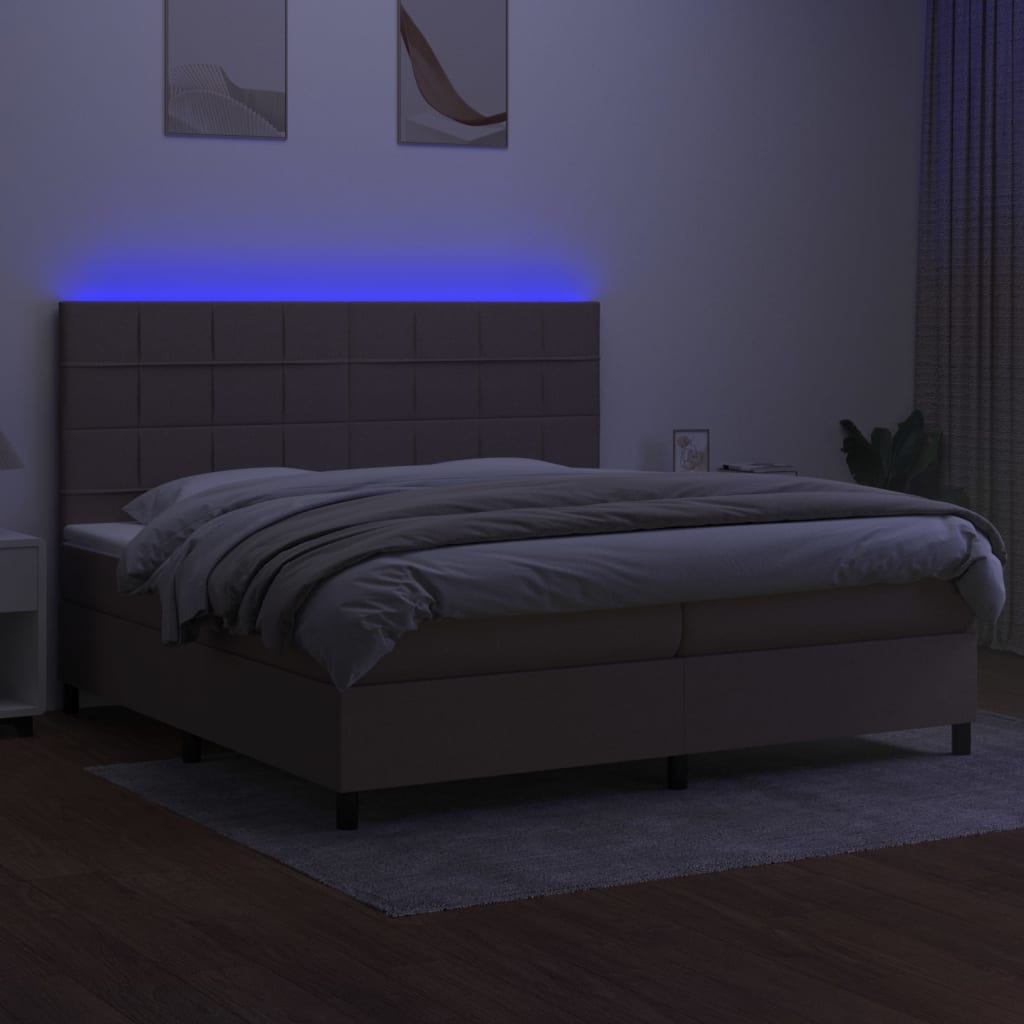 Letto a Molle Materasso e LED tortora 200x200cm in Tessuto cod mxl 58364