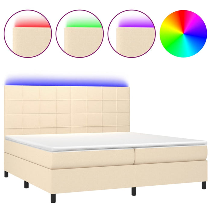 Letto a Molle Materasso e LED bianco 200x200cm in Tessuto 3134906