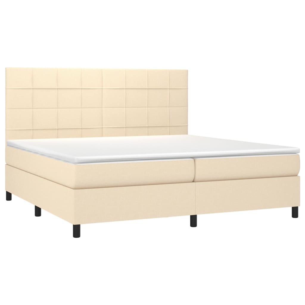 Letto a Molle Materasso e LED bianco 200x200cm in Tessuto 3134906