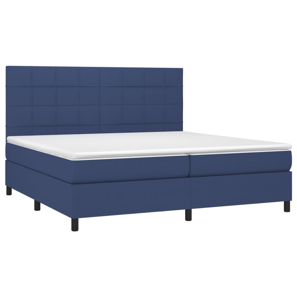 Letto a Molle Materasso e LED Blu 200x200cm in Tessuto 3134907