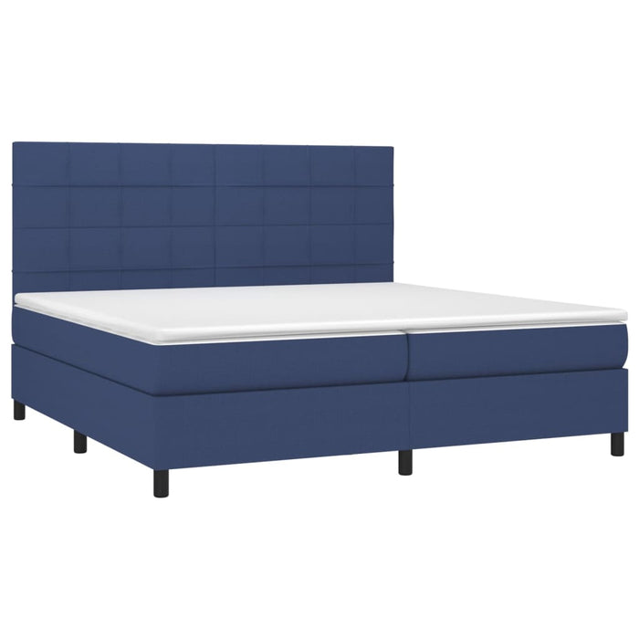 Letto a Molle Materasso e LED Blu 200x200cm in Tessuto 3134907