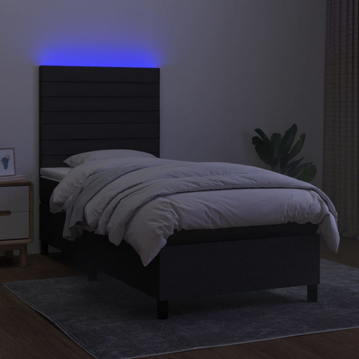 Letto a Molle con Materasso e LED Nero 80x200 cm in Tessuto 3134911