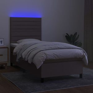 Letto a Molle con Materasso e LED Tortora 80x200 cm in Tessuto 3134913