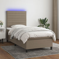 Letto a Molle con Materasso e LED Tortora 80x200 cm in Tessuto 3134913