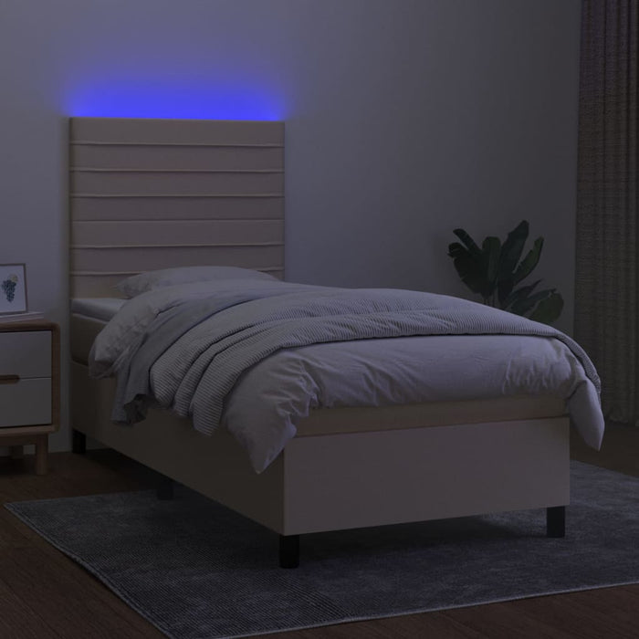 Letto a Molle con Materasso e LED Crema 80x200 cm in Tessuto 3134914