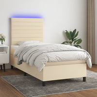 Letto a Molle con Materasso e LED Crema 80x200 cm in Tessuto 3134914