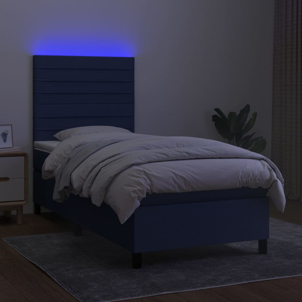 Letto a Molle con Materasso e LED Blu 80x200 cm in Tessuto 3134915