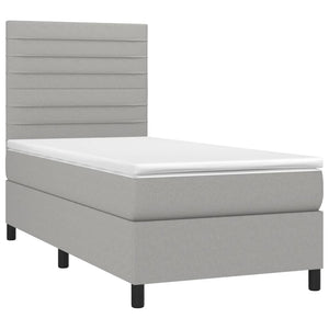 Letto a Molle Materasso e LED Grigio Chiaro 90x190 cm Tessuto 3134917