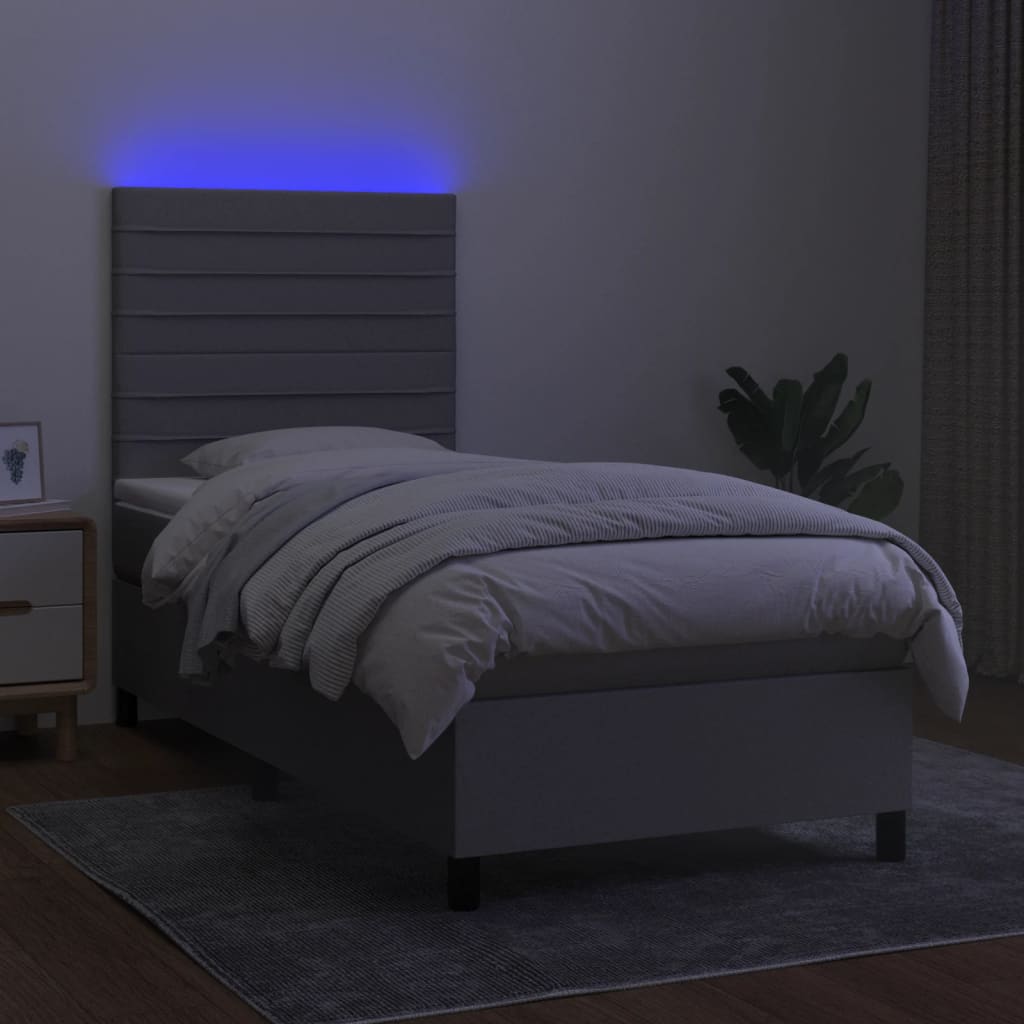 Letto a Molle Materasso e LED Grigio Chiaro 90x190 cm Tessuto 3134917